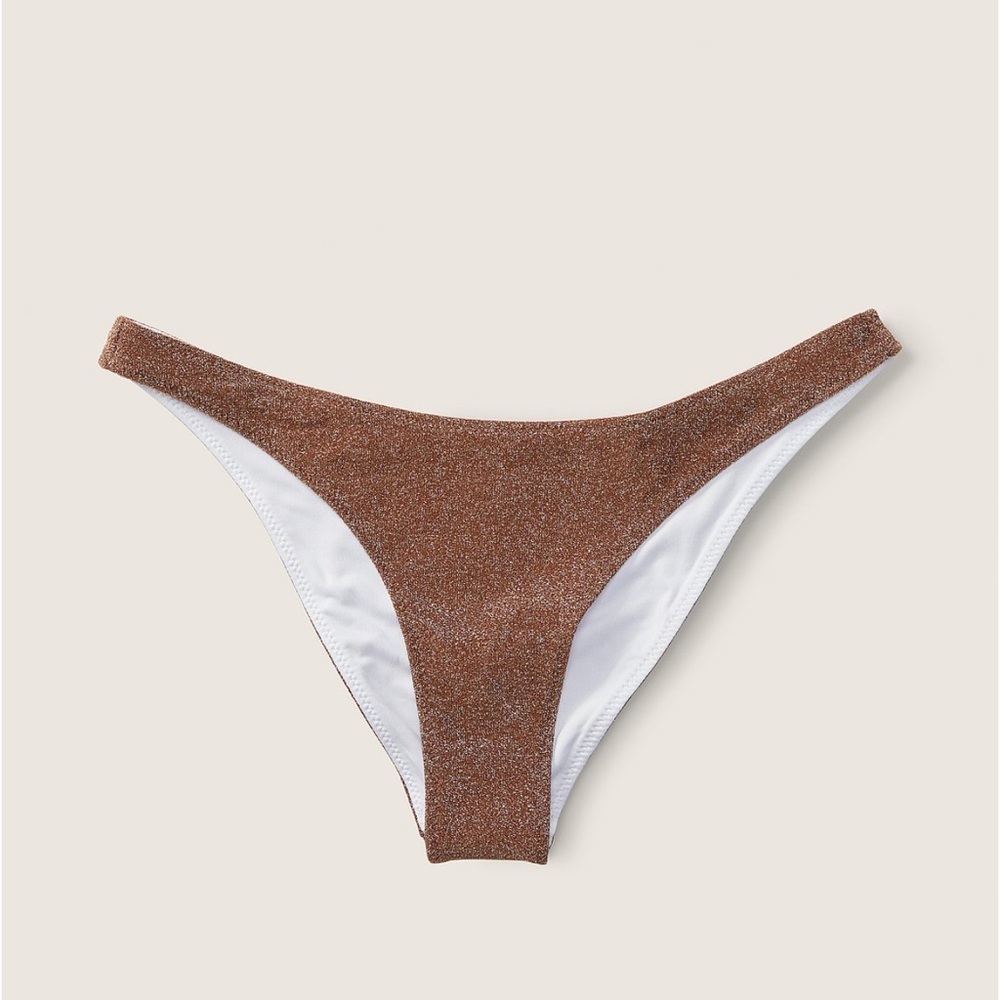 Victorias Secret Shimmer Brazilian  Bikini Bottom - Soft Cappuccino - XS NEW